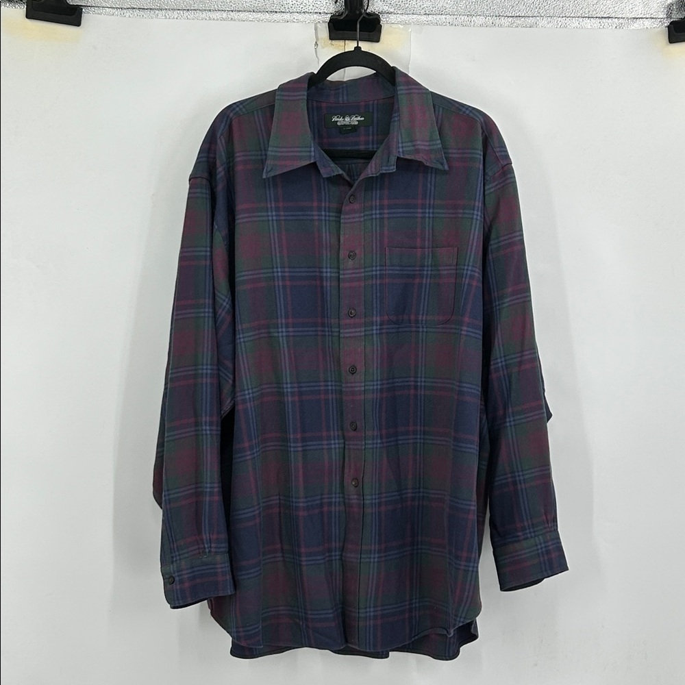 Brooks Brothers Saxxon Wool Button down Plaid Size XXL